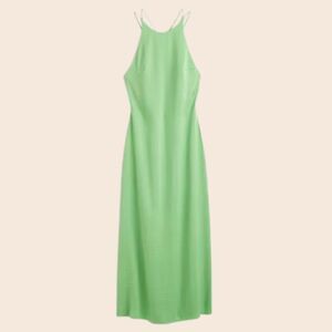 H&M Green Halter Strappy Back Midi Dress Size Small NWT